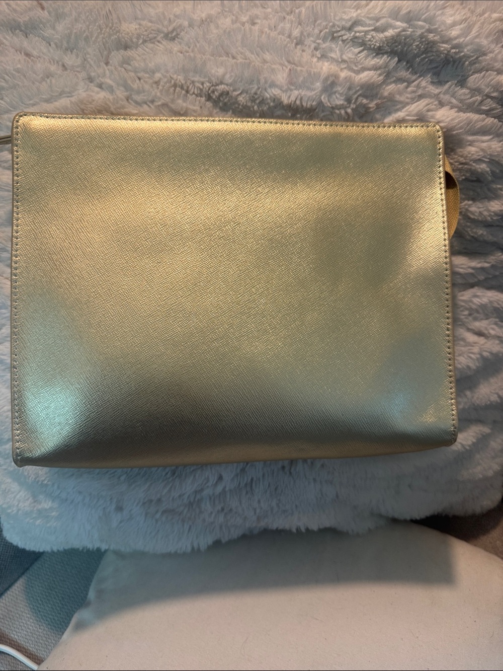 Neiman Marcus Metallic Gold Leather Pouch Clutch